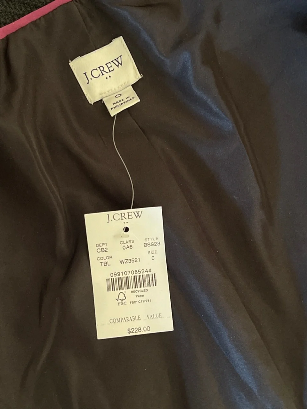 J. Crew Black Tweed Button-Front Blazer with Gold Buttons